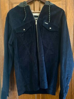 Tony Hawk Navy Corduroy Sherpa-Lined Zip Jacket